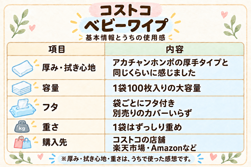 コストコ「ベビーワイプ」の基本情報